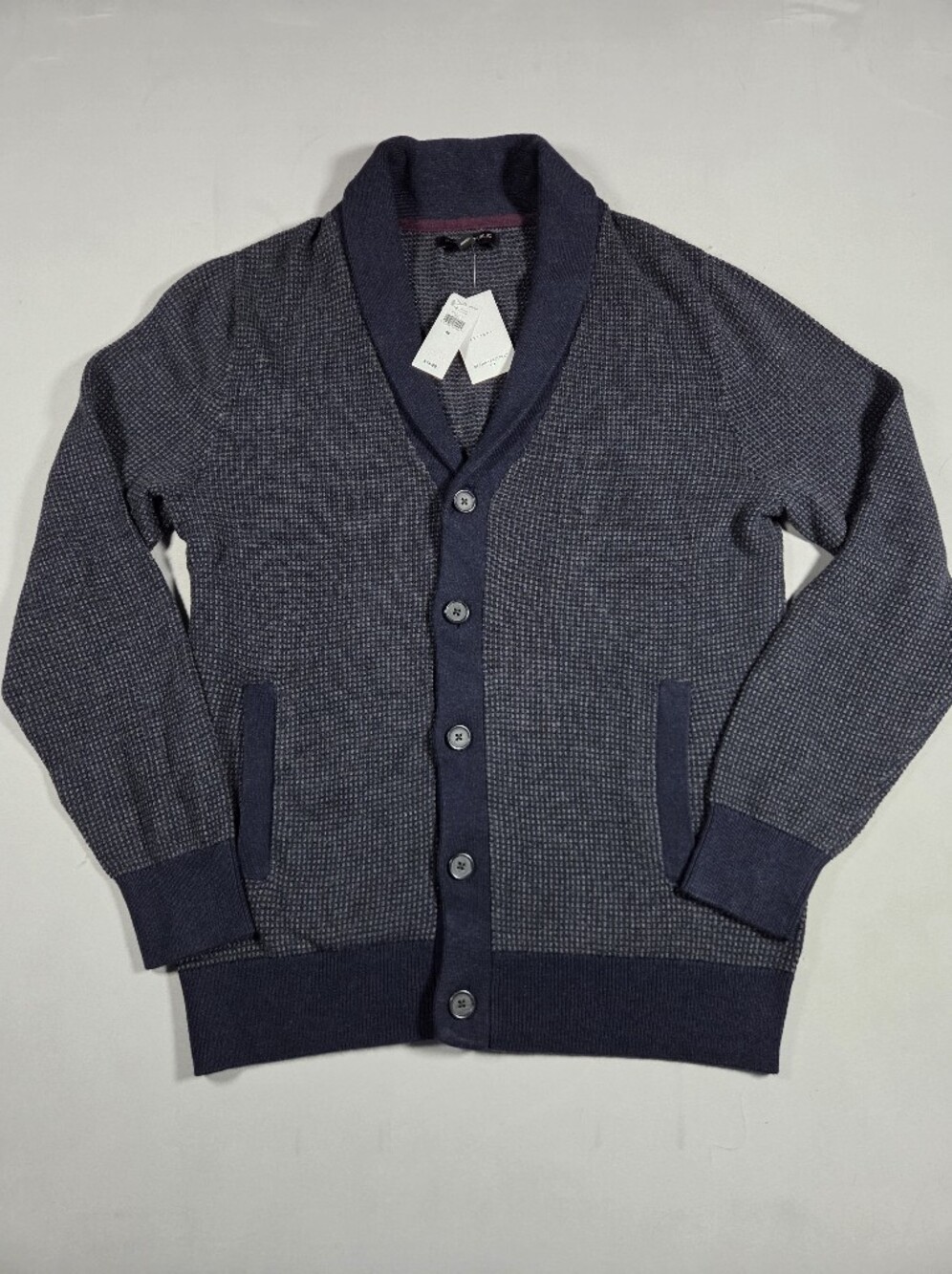 Banana Republic Men's Navy Shawl Collar Waffle Cardigan Medium